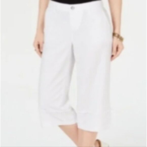 Style & Co. Wide leg mid rise linen white pants size 8 - Picture 1 of 7